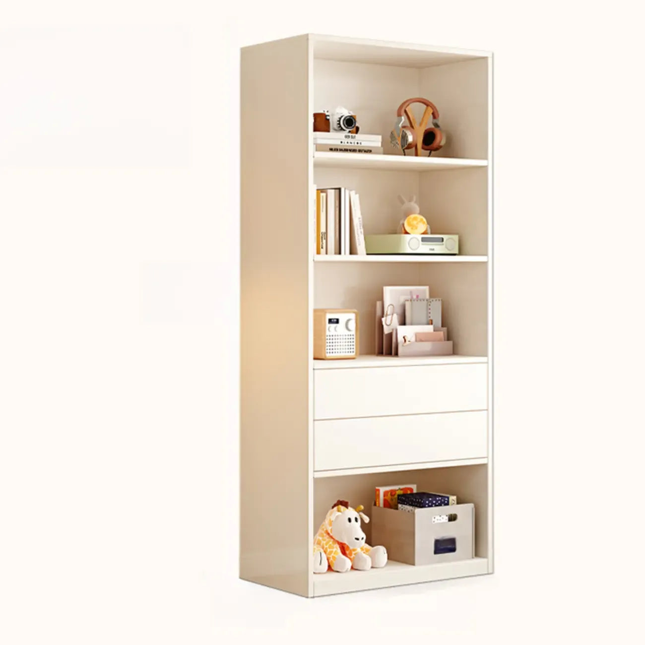 47L White Wooden 5-Tier Cube Storage Bookcase