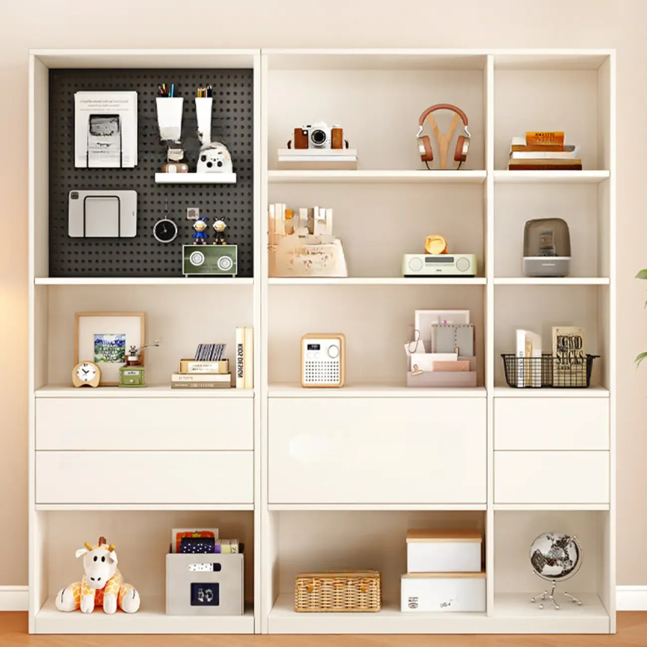 47L White Wooden 5-Tier Cube Storage Bookcase