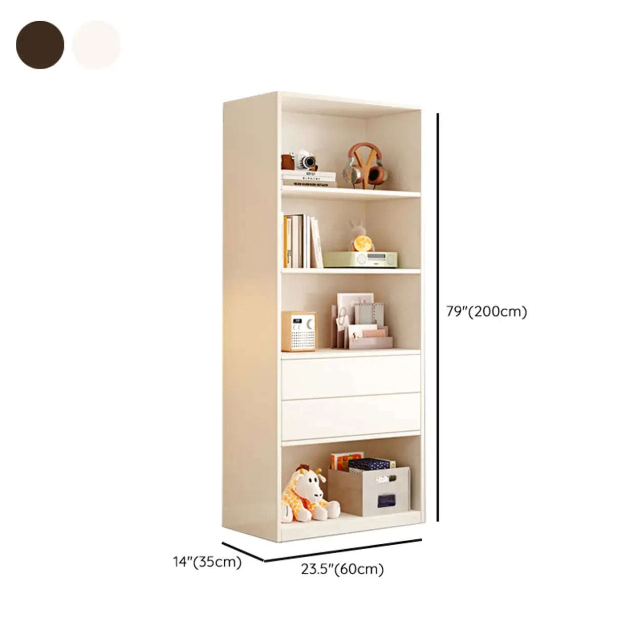 47L White Wooden 5-Tier Cube Storage Bookcase
