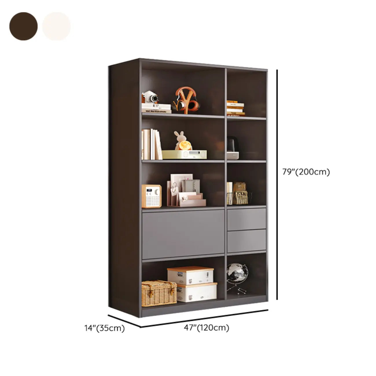 47L White Wooden 5-Tier Cube Storage Bookcase