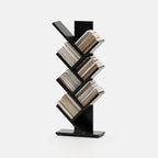 Black Wood Tree-Shaped Vertical Display Bookcase