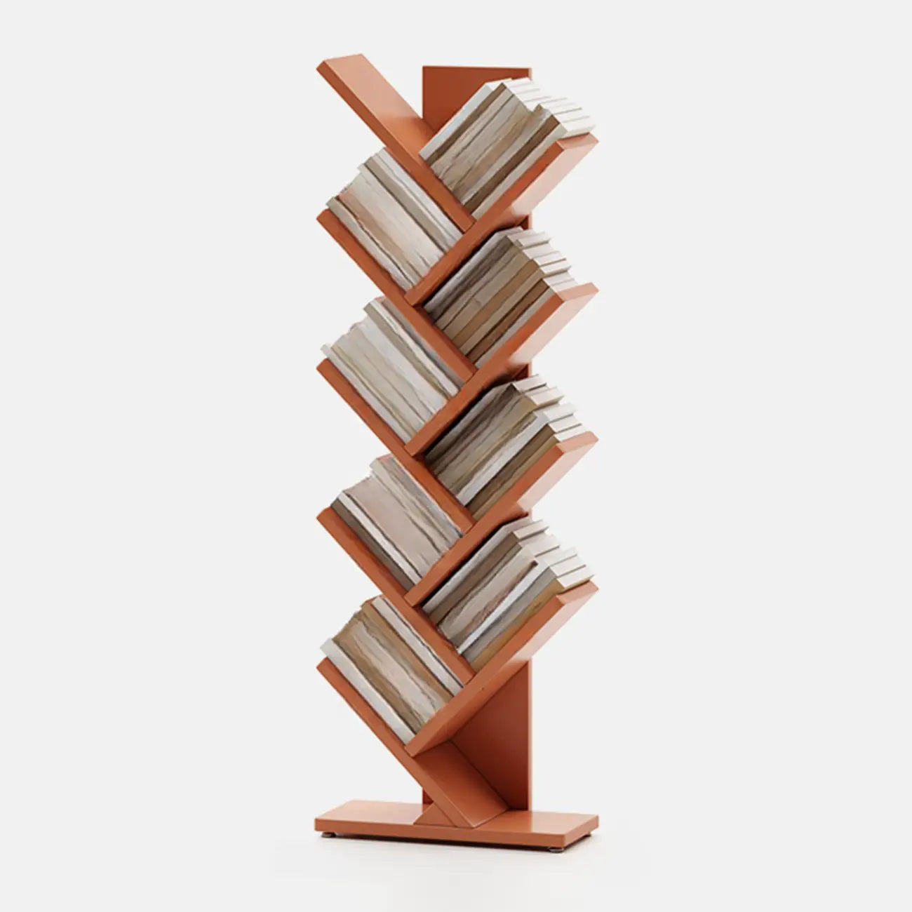 Black Wood Tree-Shaped Vertical Display Bookcase