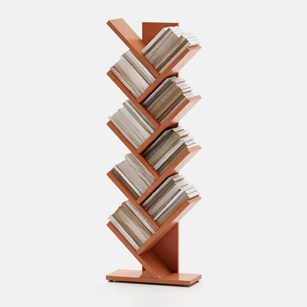 Black Wood Tree-Shaped Vertical Display Bookcase