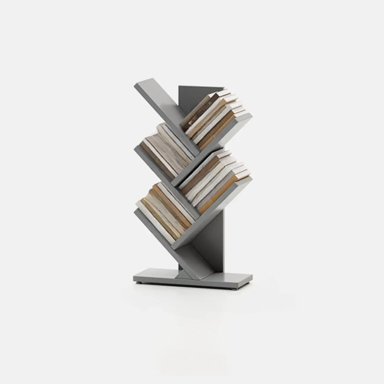 Black Wood Tree-Shaped Vertical Display Bookcase