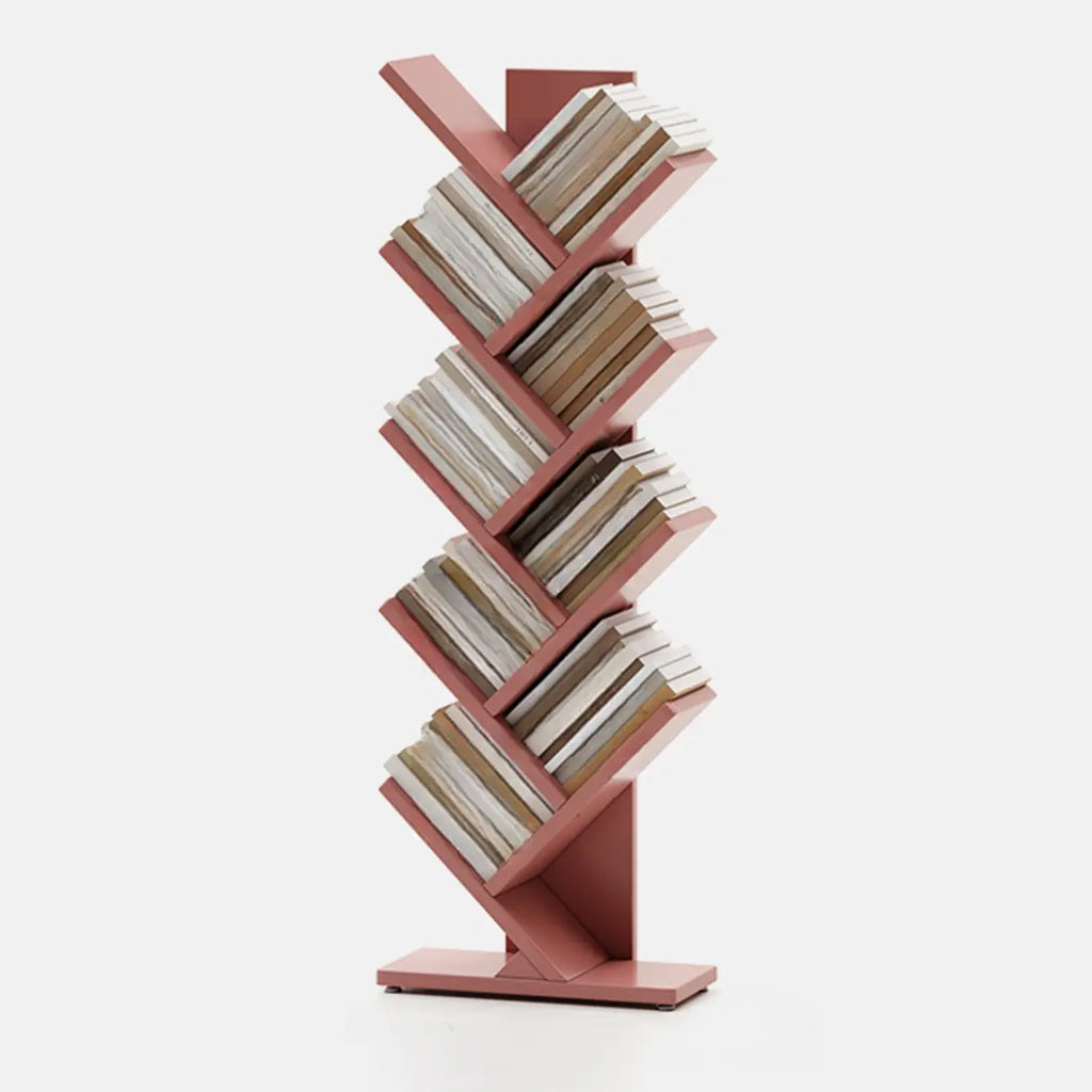 Black Wood Tree-Shaped Vertical Display Bookcase
