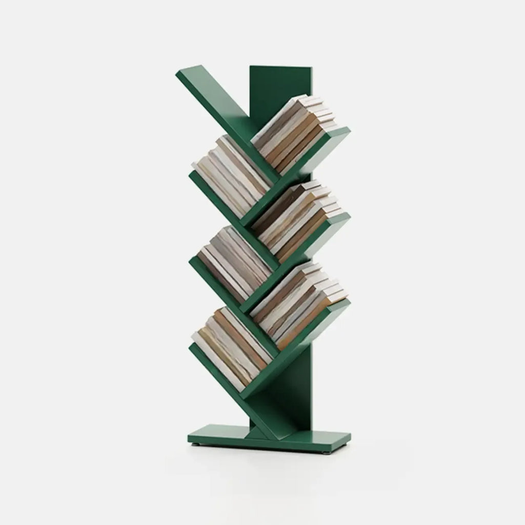 Black Wood Tree-Shaped Vertical Display Bookcase