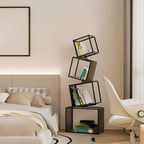 73H Black Metal Geometric Open Cube Bookcase