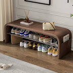 Arched Faux Leather Cushioned Storage Entryway Bench