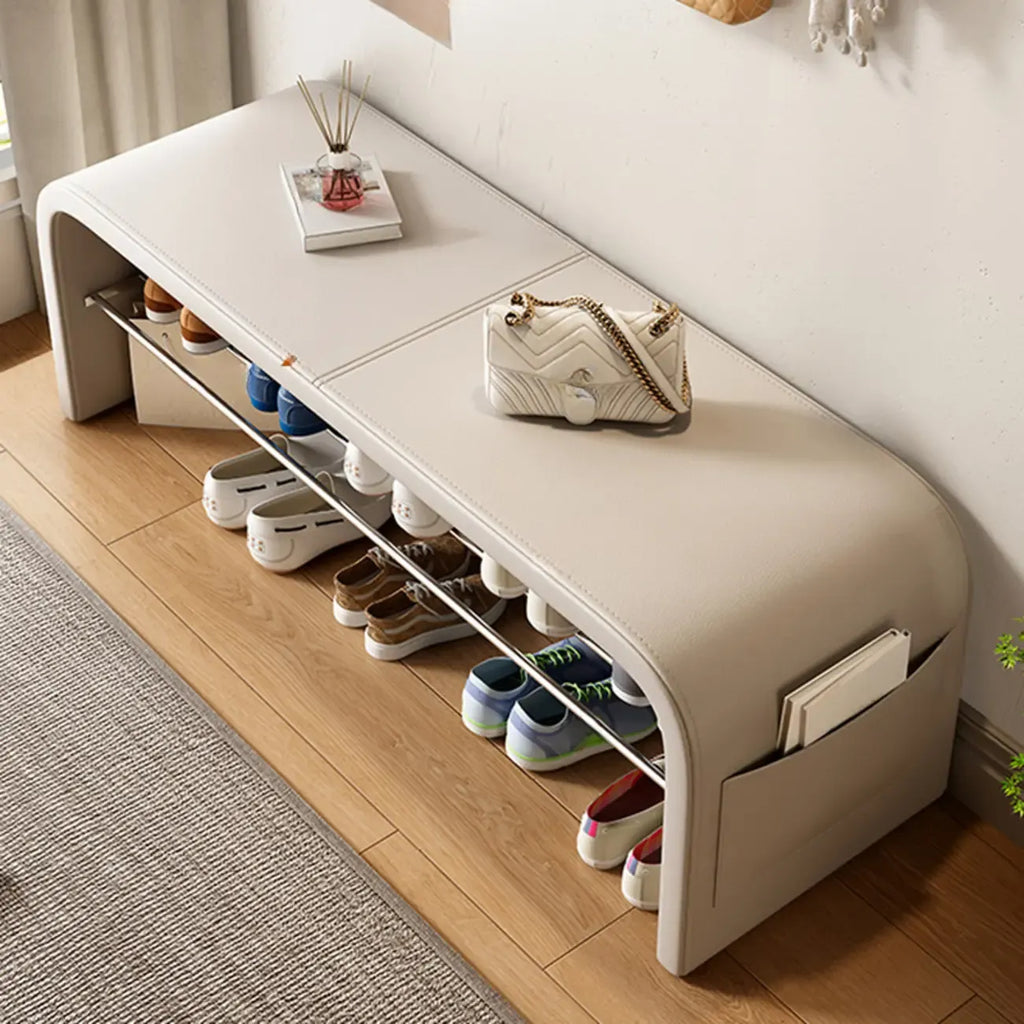 Arched Faux Leather Cushioned Storage Entryway Bench