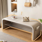 Arched Faux Leather Cushioned Storage Entryway Bench