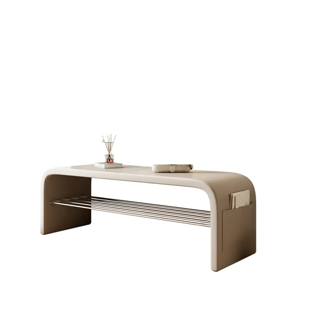 Arched Faux Leather Cushioned Storage Entryway Bench