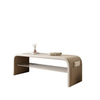 Arched Faux Leather Cushioned Storage Entryway Bench