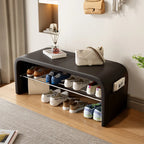 Arched Faux Leather Cushioned Storage Entryway Bench