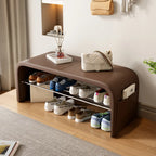 Arched Faux Leather Cushioned Storage Entryway Bench