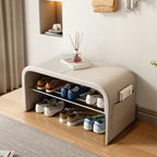 Arched Faux Leather Cushioned Storage Entryway Bench