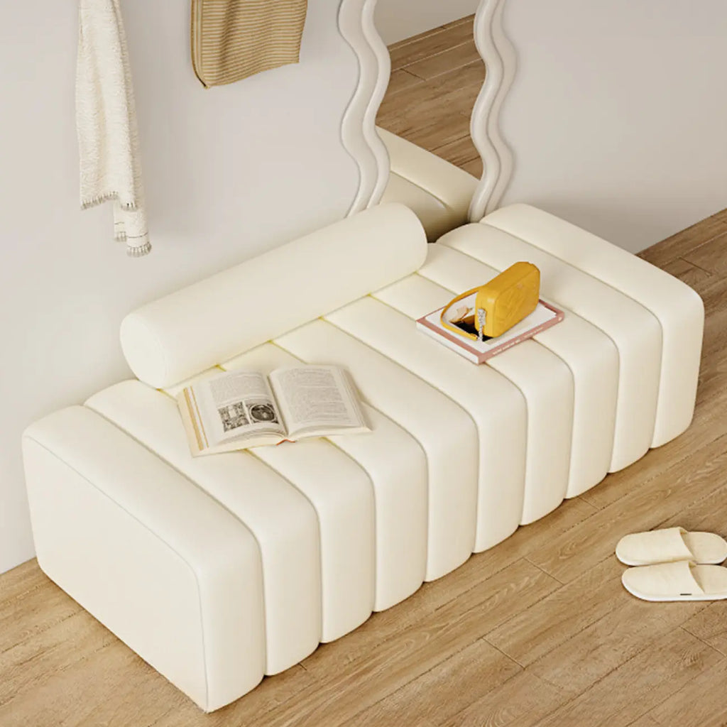 Elegance Flannel Upholstered Entryway Bench with Storage