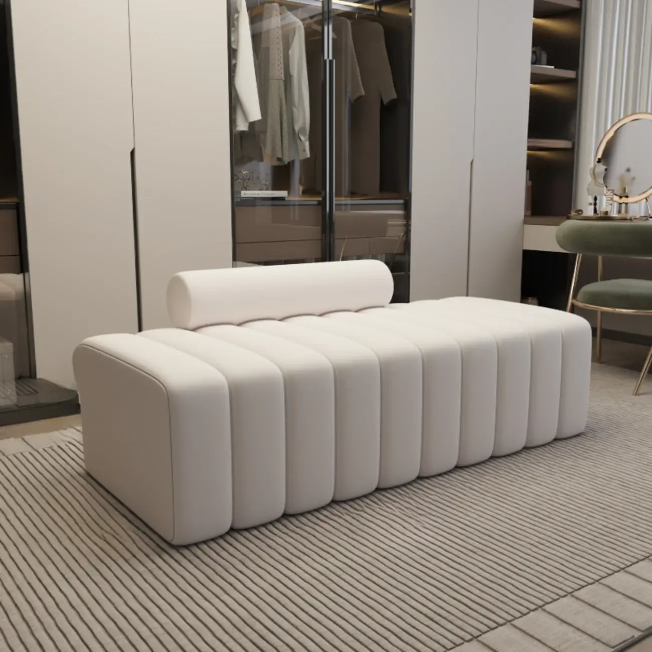 Elegance Flannel Upholstered Entryway Bench with Storage