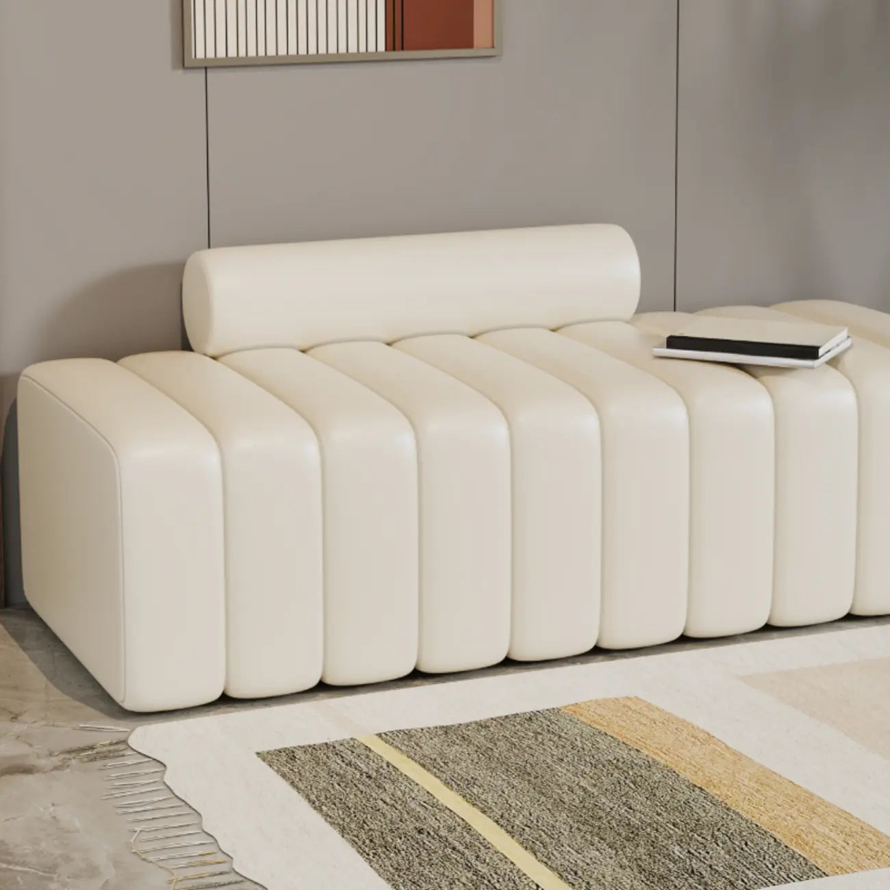 Elegance Flannel Upholstered Entryway Bench with Storage
