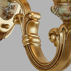 Antique Gold Ceramic Chandelier with Frosted Glass Bell Shape