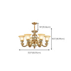 Antique Gold Ceramic Chandelier with Frosted Glass Bell Shape