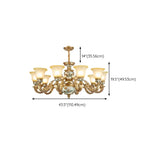Antique Gold Ceramic Chandelier with Frosted Glass Bell Shape