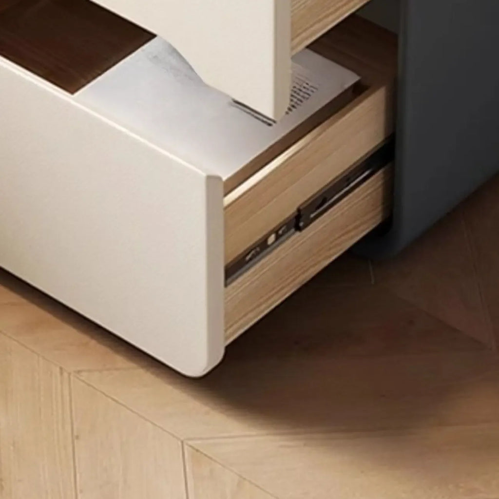 Modern Bedside Table with Storage Drawers - Avocado Green