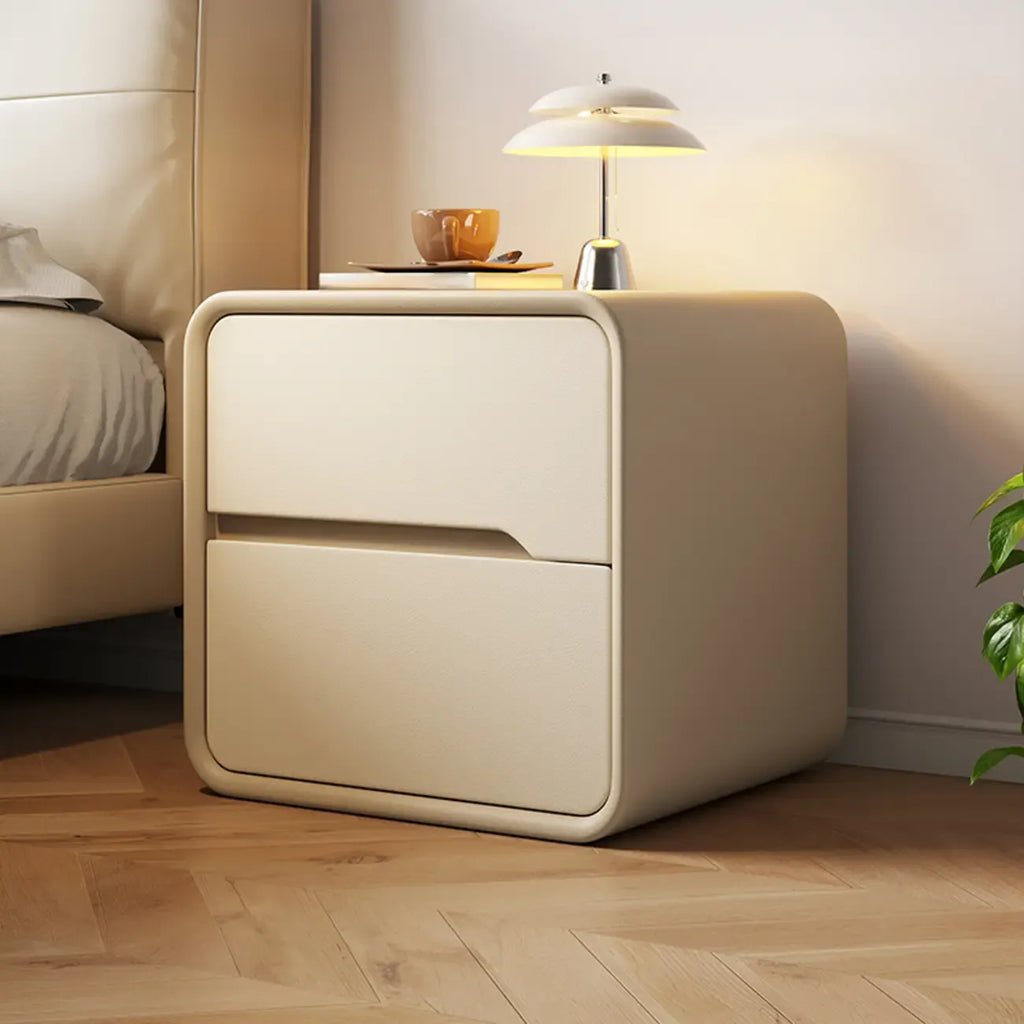 Modern Bedside Table with Storage Drawers - Avocado Green