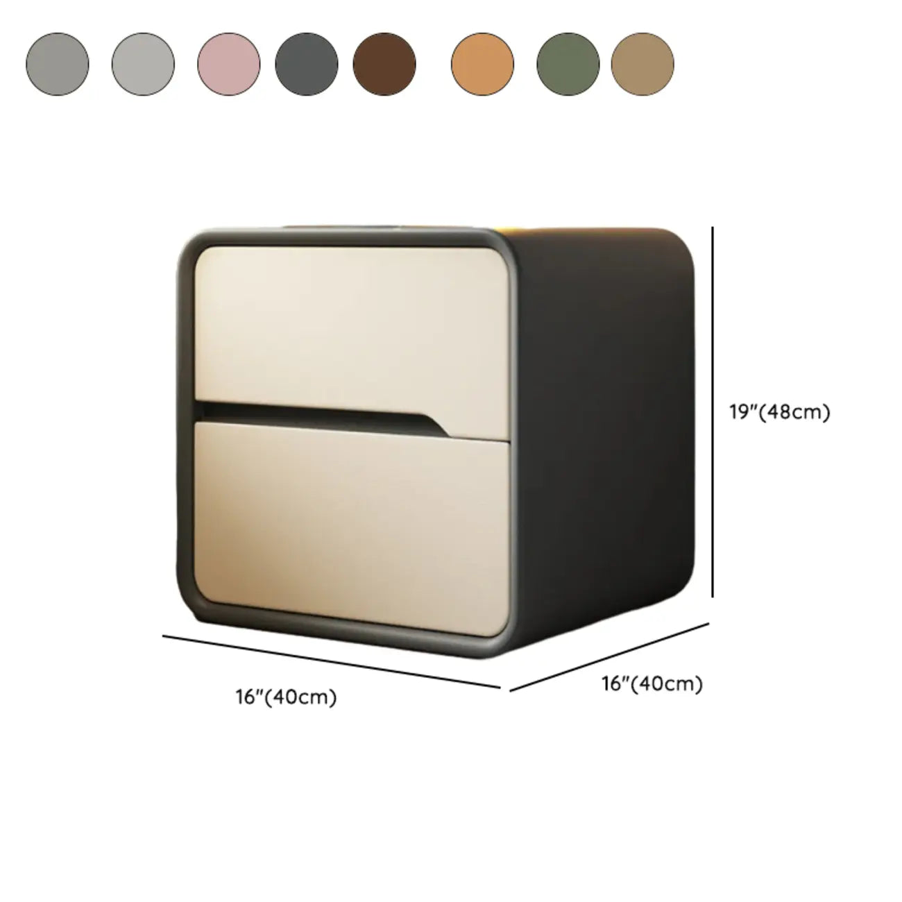 Modern Bedside Table with Storage Drawers - Avocado Green