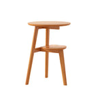 Brown Tripod Base Wood Round Side Table with Storage