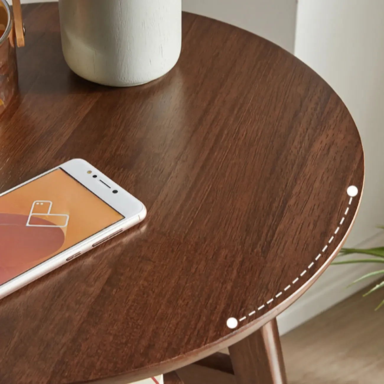 Brown Tripod Base Wood Round Side Table with Storage