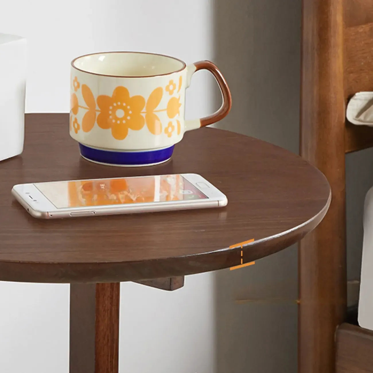 Brown Tripod Base Wood Round Side Table with Storage