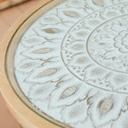 Vintage Round Glass Top Wood Base End Table