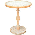Vintage Round Glass Top Wood Base End Table