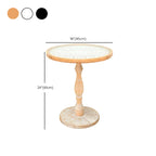 Vintage Round Glass Top Wood Base End Table