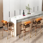 Brown Wooden Cushion Bar Stool with Backrest