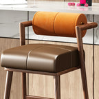 Brown Wooden Cushion Bar Stool with Backrest