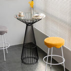 Simplistic Clear Glass Circular Iron Wireframe Bar Table