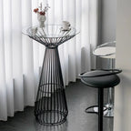 Simplistic Clear Glass Circular Iron Wireframe Bar Table