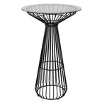 Simplistic Clear Glass Circular Iron Wireframe Bar Table