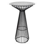 Simplistic Clear Glass Circular Iron Wireframe Bar Table