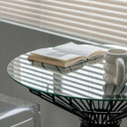 Simplistic Clear Glass Circular Iron Wireframe Bar Table