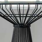 Simplistic Clear Glass Circular Iron Wireframe Bar Table