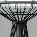 Simplistic Clear Glass Circular Iron Wireframe Bar Table