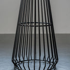 Simplistic Clear Glass Circular Iron Wireframe Bar Table