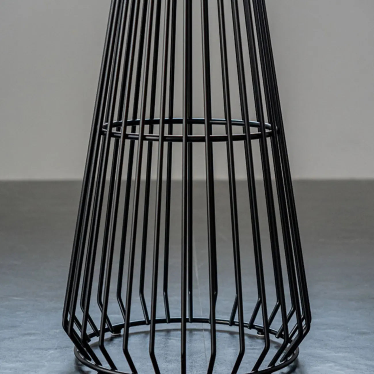 Simplistic Clear Glass Circular Iron Wireframe Bar Table