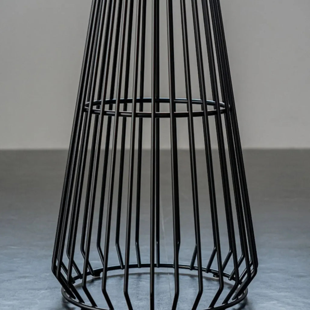Simplistic Clear Glass Circular Iron Wireframe Bar Table