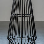 Simplistic Clear Glass Circular Iron Wireframe Bar Table
