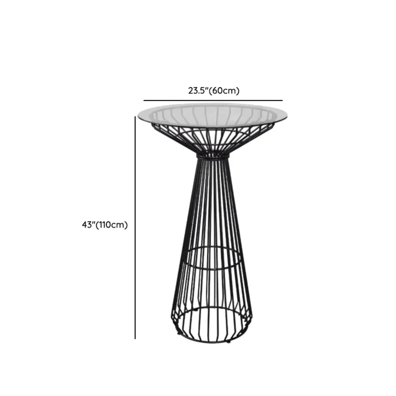 Simplistic Clear Glass Circular Iron Wireframe Bar Table