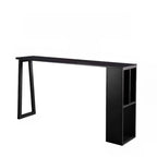 Modern White Stone Top Black Metal Bar Table with Storage