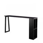 Modern White Stone Top Black Metal Bar Table with Storage